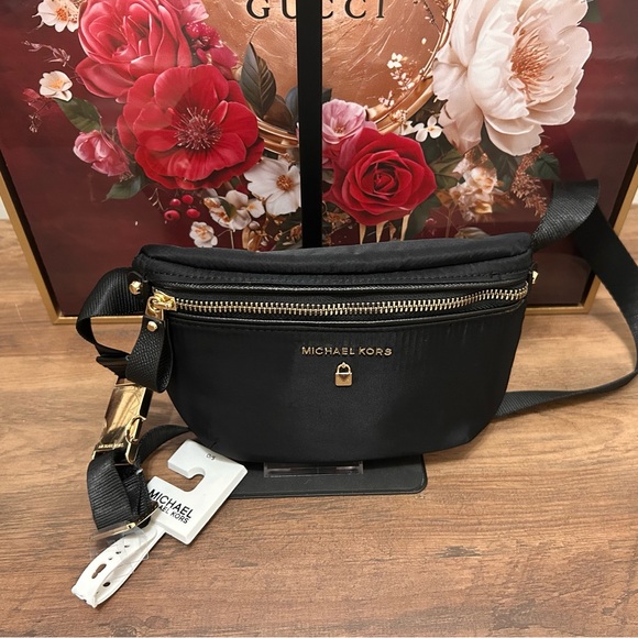 MICHAEL Michael Kors Black and Gold Nylon Belt Bag - Picture 4 of 10